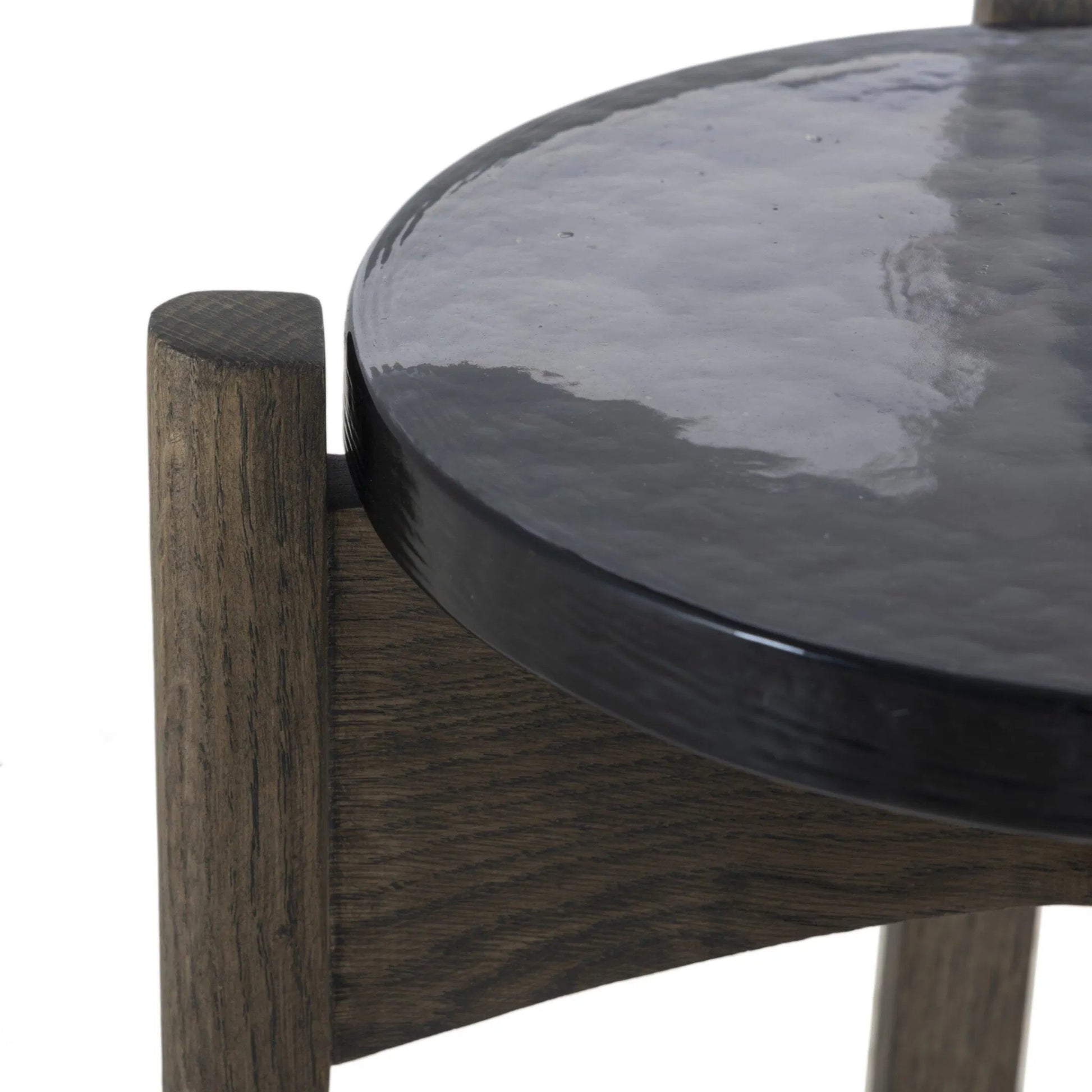 Relo End Table by Four Hands. Made from cast glass, solid oak in a modern style.