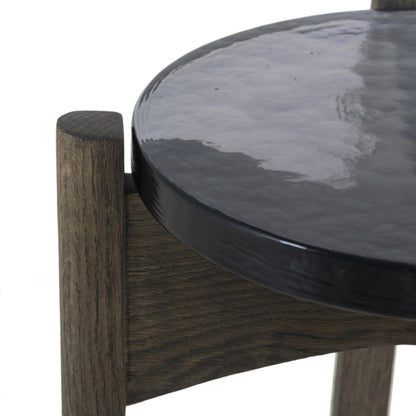 Relo End Table by Four Hands. Made from cast glass, solid oak in a modern style.