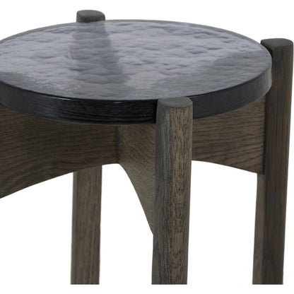 Relo End Table by Four Hands. Made from cast glass, solid oak in a modern style.