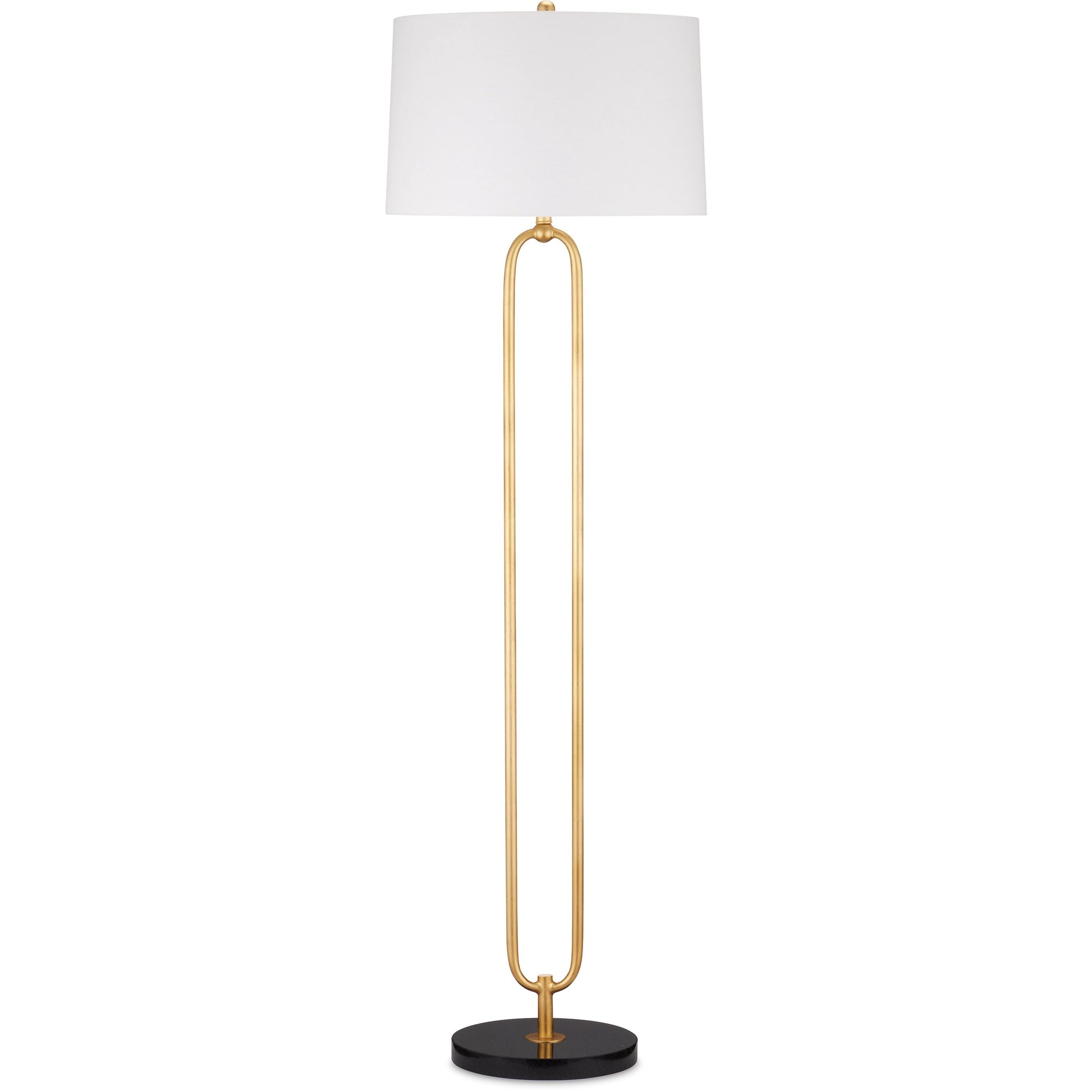 Glossary Floor Lamp by Currey and Company in contemporary gold leaf, natural. Made from metal, marble in a modern style.