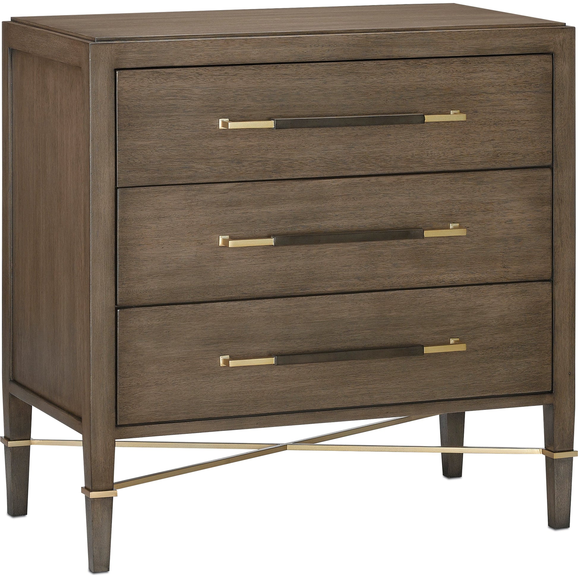 Verona Chanterelle Chest by Currey and Company in chanterelle, coffee, champagne. Made from mahogany, brass, iron in a transitional style.