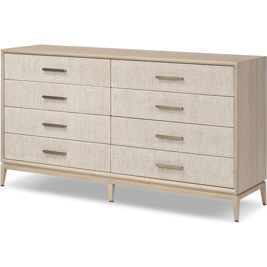 Rosenell 8 Drawer Dresser by Four Hands in natural paper cord, natural oak veneer, natural oak solid. Made from rush, oak veneer, solid oak in a transitional style.