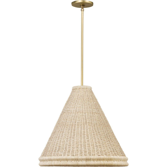 Riata Pendant by Four Hands in aged brass, light raffia, black cord. Made from unique in a unique style.