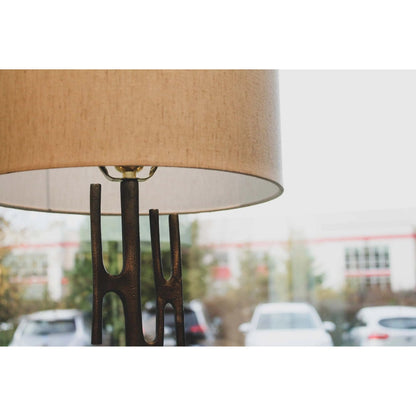 Skye Niko Lamp by LH Imports in brass, off-white and antique brass. Made from iron, cotton in a unique style.