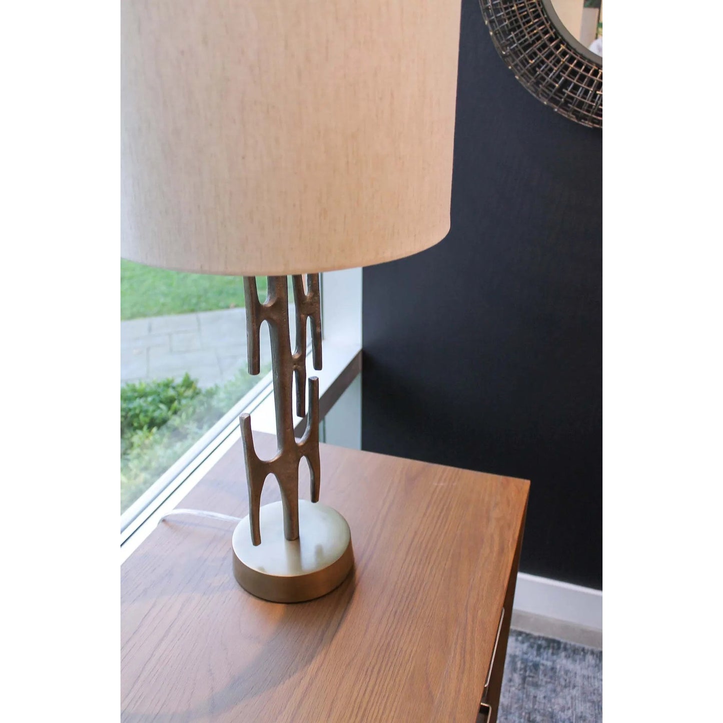 002 SI-2325236 | Lifestyle | Skye Niko Lamp by LH Imports in brass, off-white and antique brass. Made from iron, cotton in a unique style.