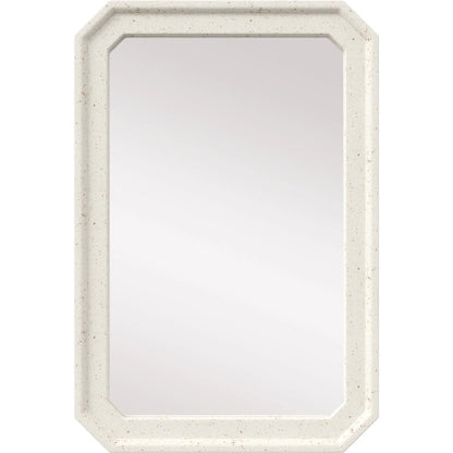 Carson Mirror by Currey and Company in ivory terrazzo. Made from fiber concrete, stone, shells, glass in a transitional style.