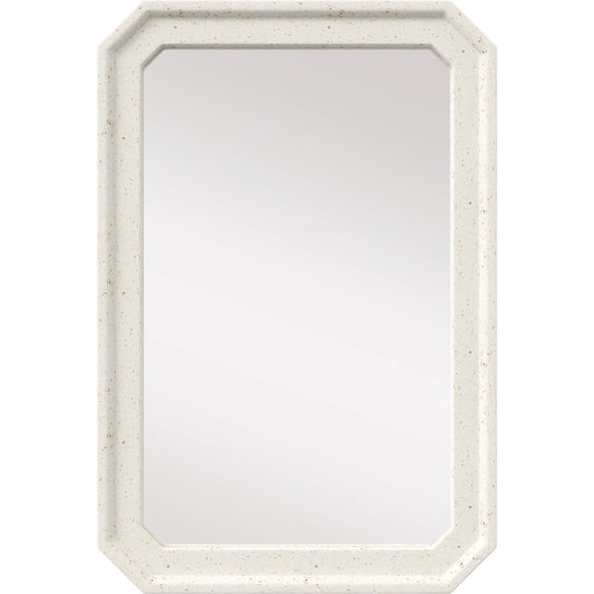 Carson Mirror by Currey and Company in ivory terrazzo. Made from fiber concrete, stone, shells, glass in a unique style.