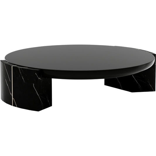 Overlap Round Cocktail Table by Caracole. Made from stone in a transitional style.