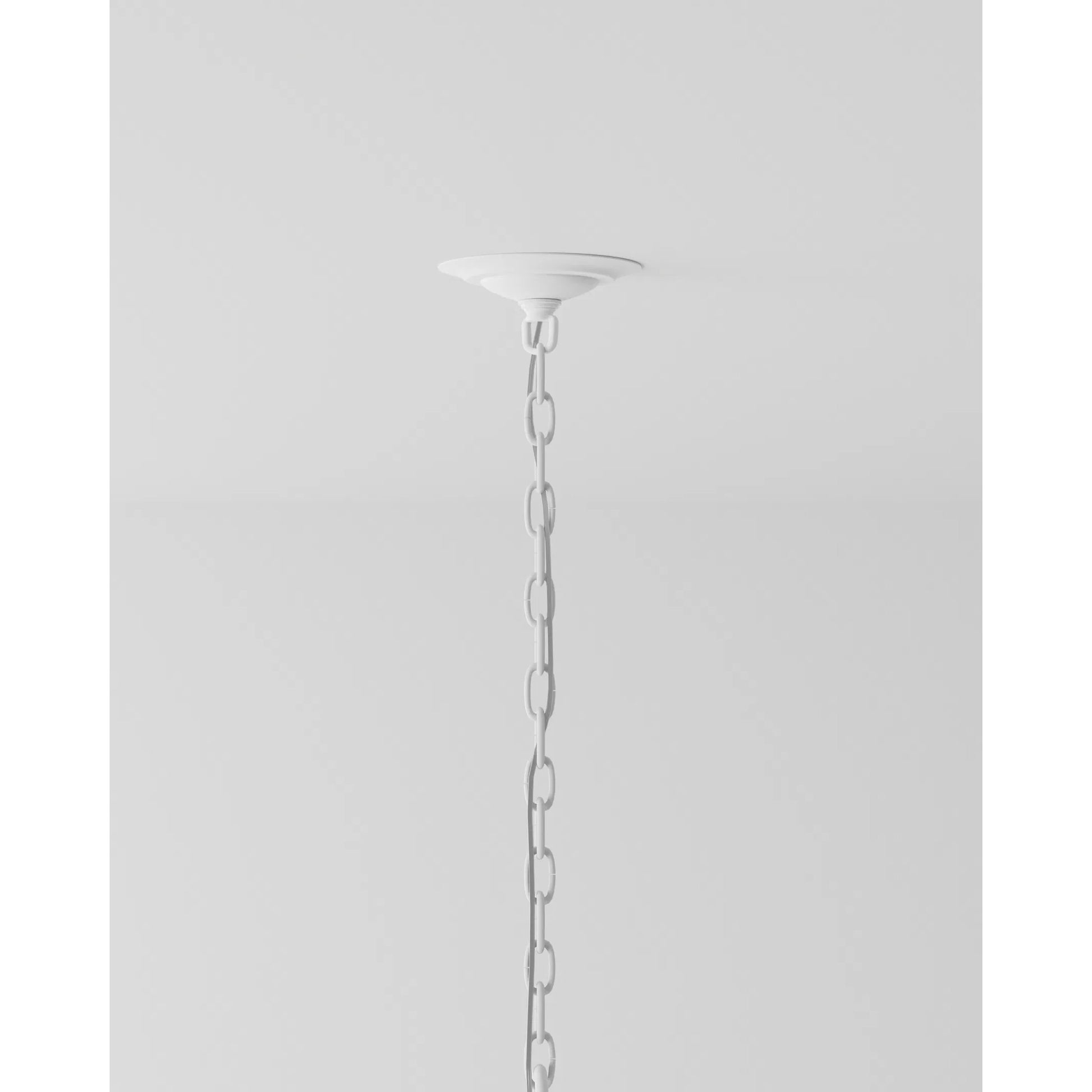 Bismarkia Chandelier by Currey and Company in gesso white. Made from wrought iron in a modern style.