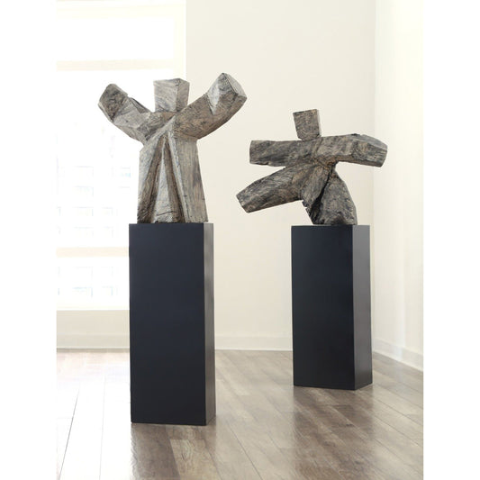 Tai Chi Winner Sculpture on Pedestal by Phillips Collection in gray stone, black and gray stone. Made from wood in a eclectic & global style.