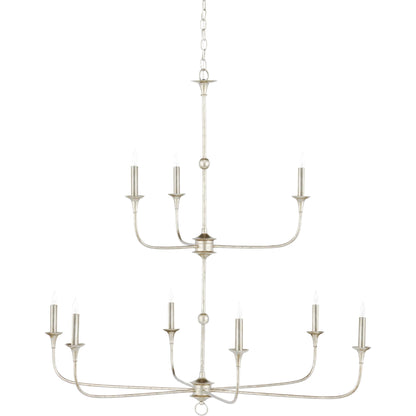Nottaway Two-Tier Chandelier by Currey and Company. Made from wrought iron in a traditional style.