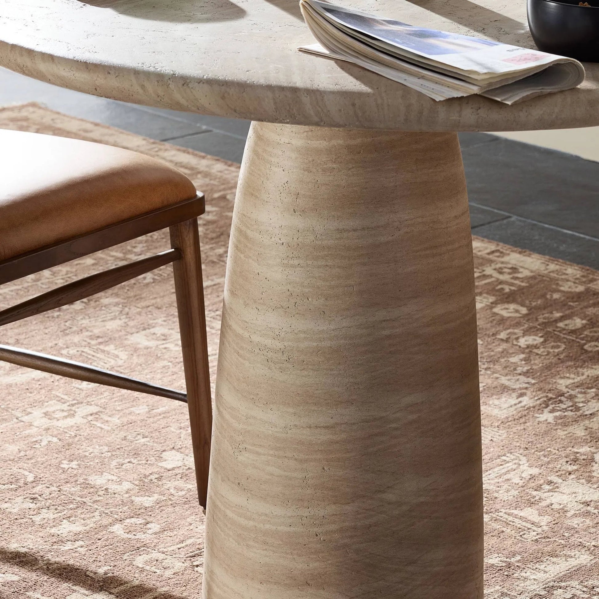 Janice Bistro Table-36" by Four Hands in sand striae. Made from solid concrete in a transitional style.