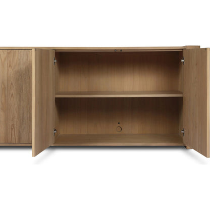 Radius Sideboard by Four Hands in light blonde sungkai veneer. Made from thick sungkai veneer in a transitional style.