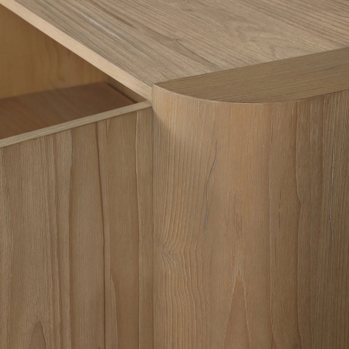 014 SI-2446640 | Closeup | Radius Sideboard by Four Hands in light blonde sungkai veneer. Made from thick sungkai veneer in a transitional style.