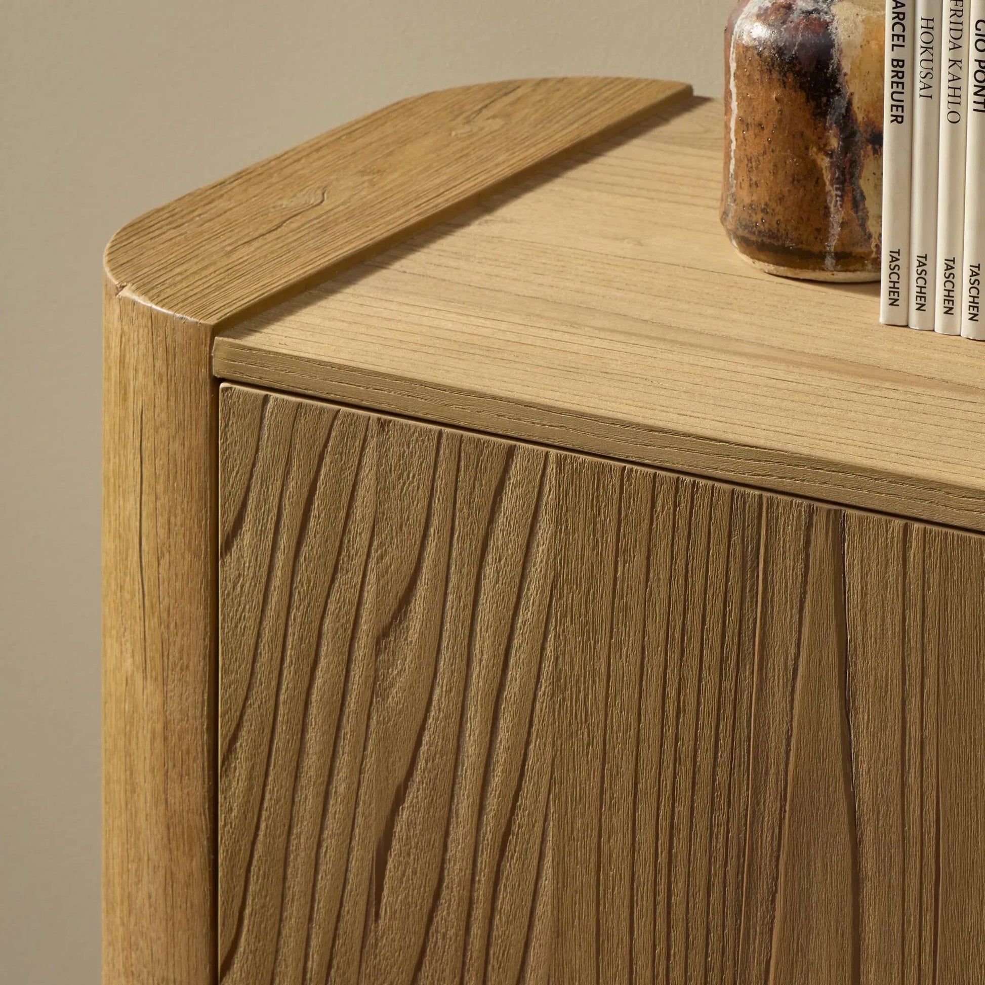 Radius Sideboard by Four Hands in light blonde sungkai veneer. Made from thick sungkai veneer in a transitional style.