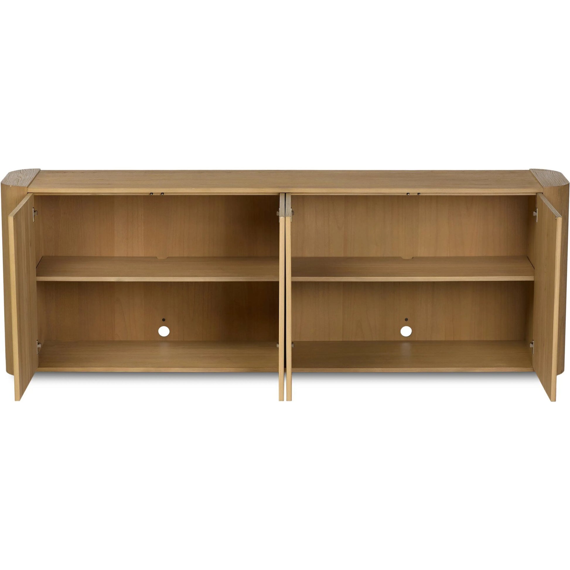 Radius Sideboard by Four Hands in light blonde sungkai veneer. Made from thick sungkai veneer in a transitional style.