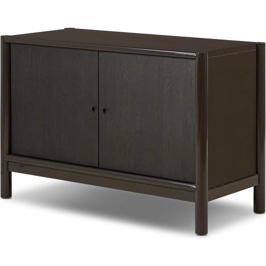Vinco Sideboard by Four Hands in black onyx lacquer, oil rubbed bronze. Made from engineered hardwood, iron in a unique style.