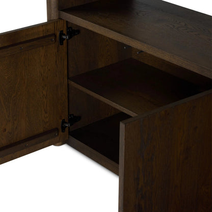 Arthur Bookcase by Four Hands in tobacco oak, tobacco oak veneer. Made from solid oak, oak veneer in a transitional style.