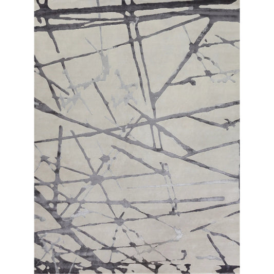 Space Age 2502 Rug by Exquisite Rugs in silver, gray, ivory. Made from new zealand wool, bamboo silk in a unique style.