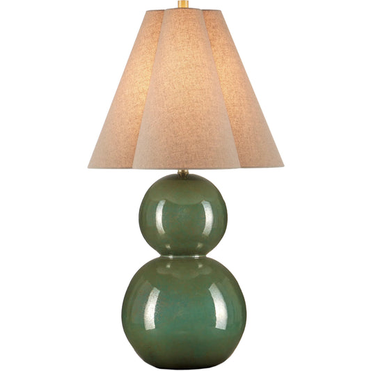 Kindred Table Lamp by Currey and Company in green. Made from ceramic in a unique style.