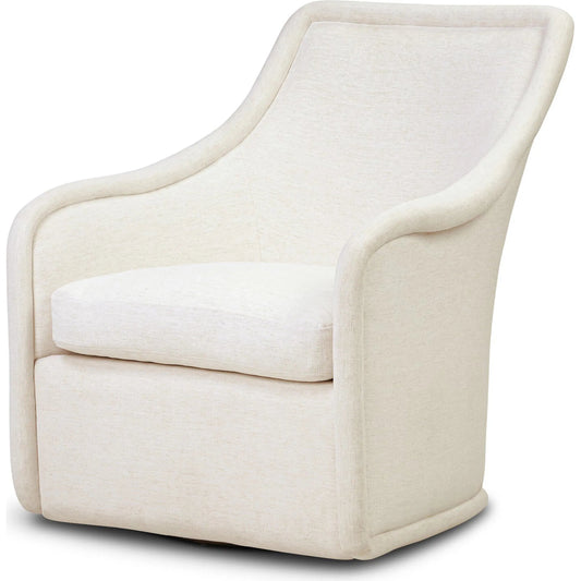 Blaire Swivel Chair by Four Hands in crypton nomad snow. Made from 92% polyester, 8% flax/linen in a unique style.