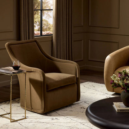 Blaire Swivel Chair by Four Hands in crypton henry coffee. Made from 100% polyester in a transitional style.