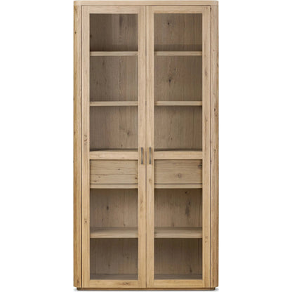 Stanton Cabinet by Four Hands in aged smoked oak veneer. Made from thick oak veneer, solid oak in a transitional style.