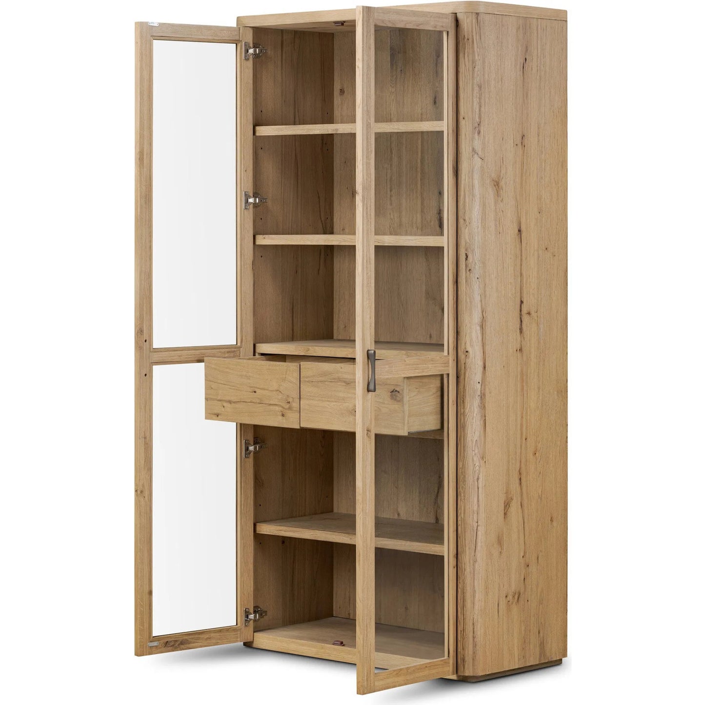 006 SI-2446651 | Additional Silo | Stanton Cabinet by Four Hands in aged smoked oak veneer. Made from thick oak veneer, solid oak in a transitional style.