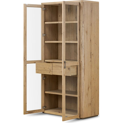 Stanton Cabinet by Four Hands in aged smoked oak veneer. Made from thick oak veneer, solid oak in a transitional style.