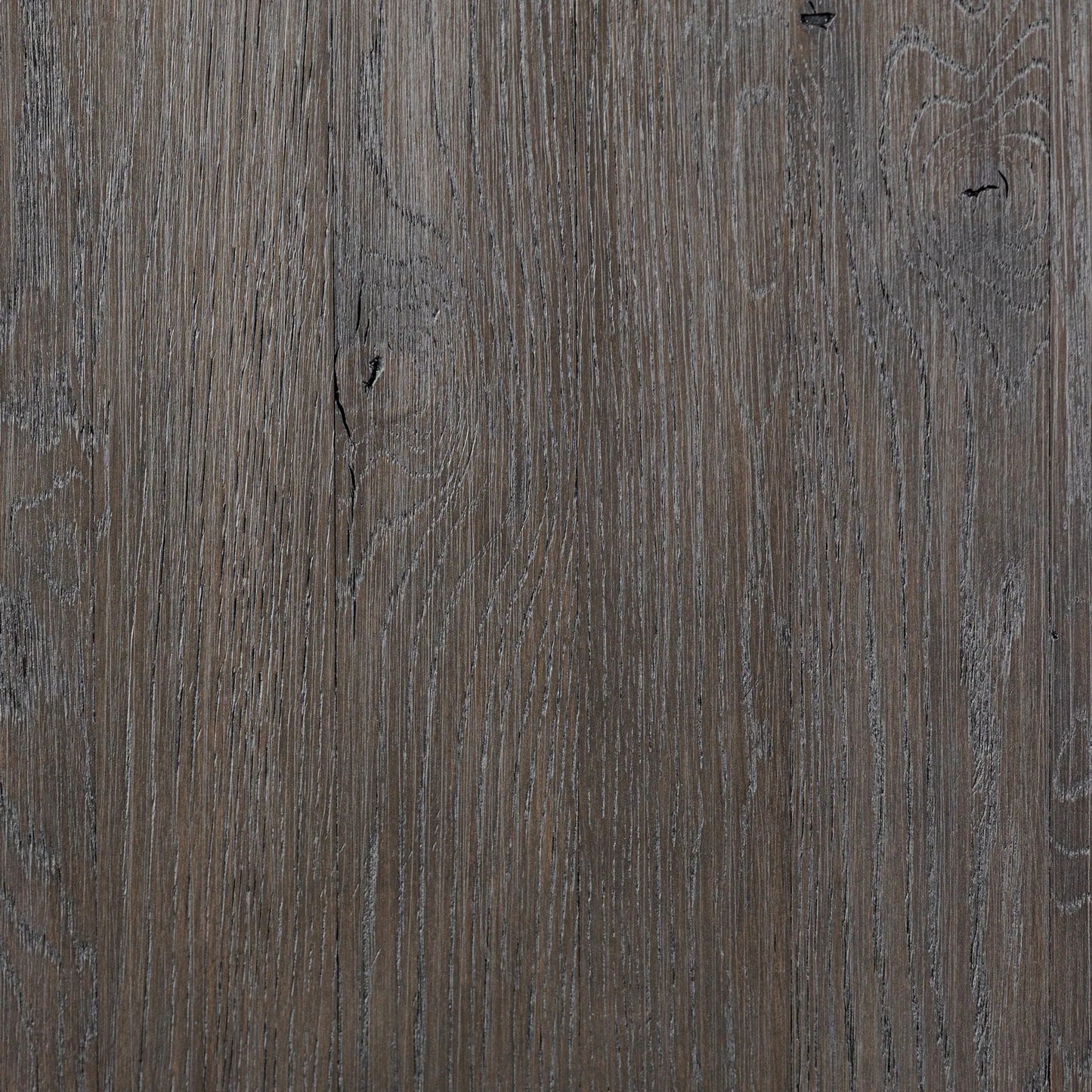005 SI-2446494 | Closeup | Alden Cabinet by Four Hands in worn black oak veneer, mottled gunmetal. Made from thick oak veneer, solid oak, iron in a traditional style.