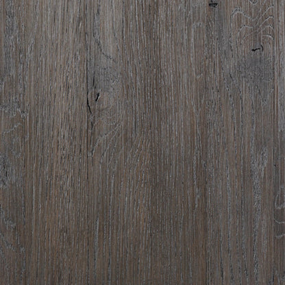Alden Cabinet by Four Hands in worn black oak veneer, mottled gunmetal. Made from thick oak veneer, solid oak, iron in a traditional style.