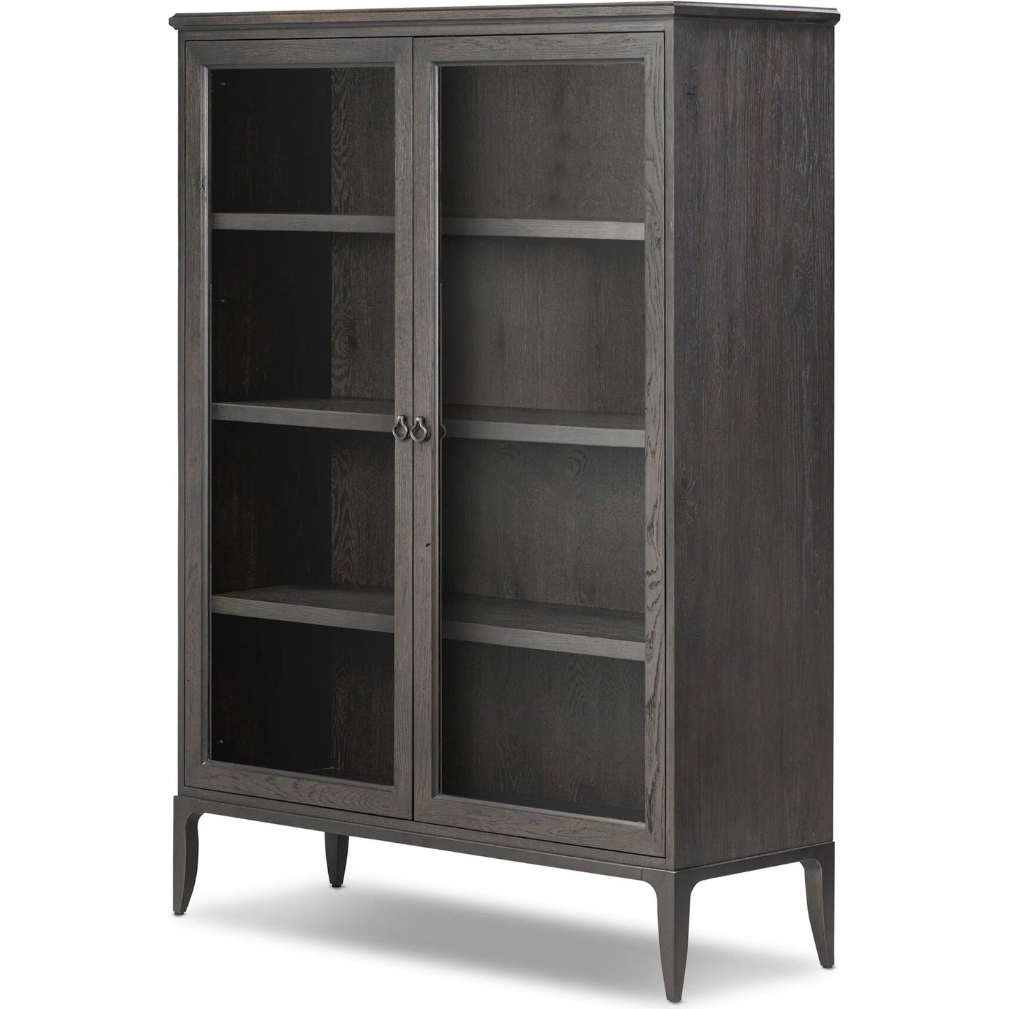 001 SI-2446494 | Primary Silo | Alden Cabinet by Four Hands in worn black oak veneer, mottled gunmetal. Made from thick oak veneer, solid oak, iron in a traditional style.