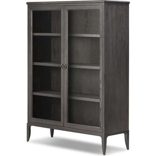 Alden Cabinet by Four Hands in worn black oak veneer, mottled gunmetal. Made from thick oak veneer, solid oak, iron in a unique style.