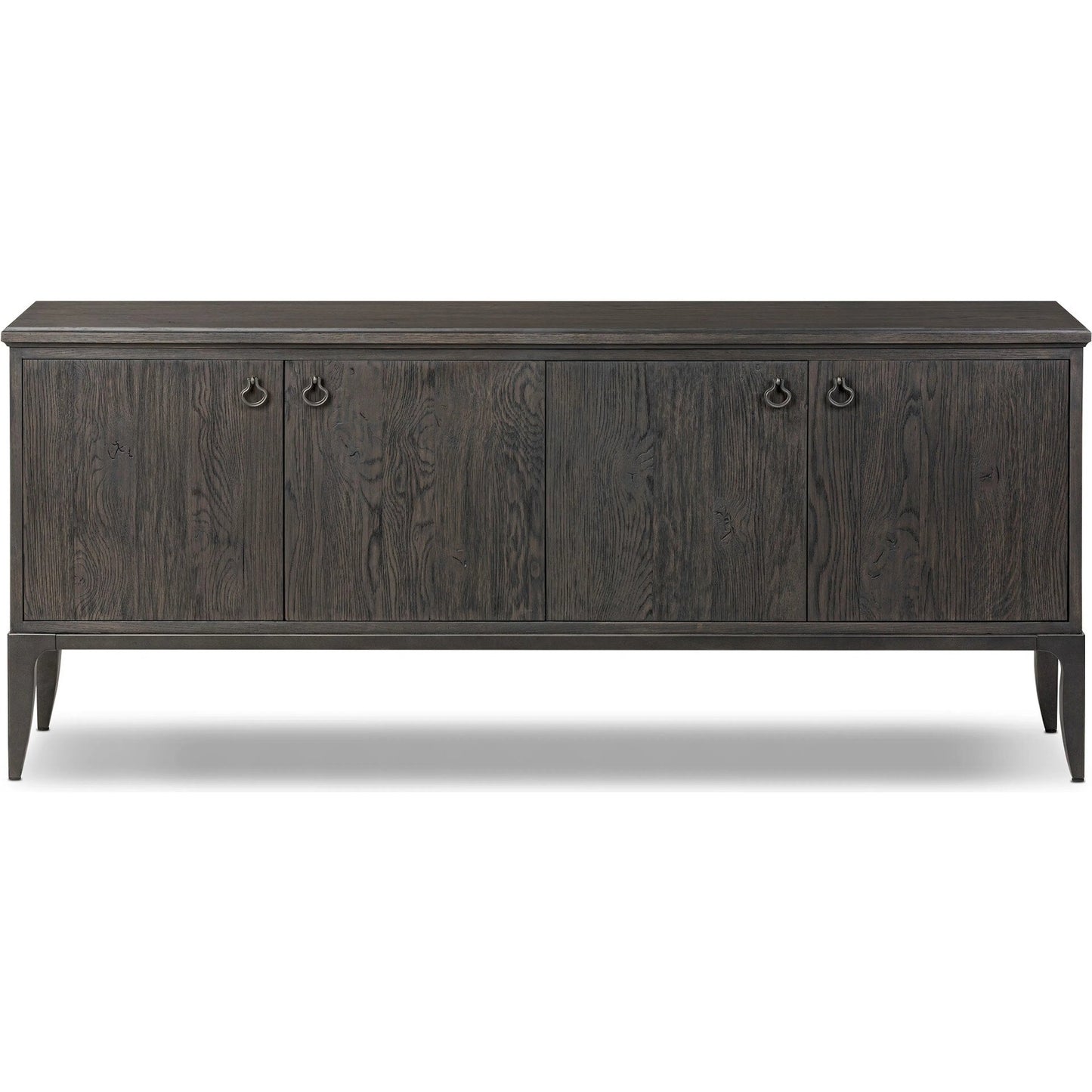 002 SI-2446495 | Additional Silo | Alden Media Console by Four Hands in worn black oak veneer, mottled gunmetal. Made from thick oak veneer, solid oak, iron in a traditional style.