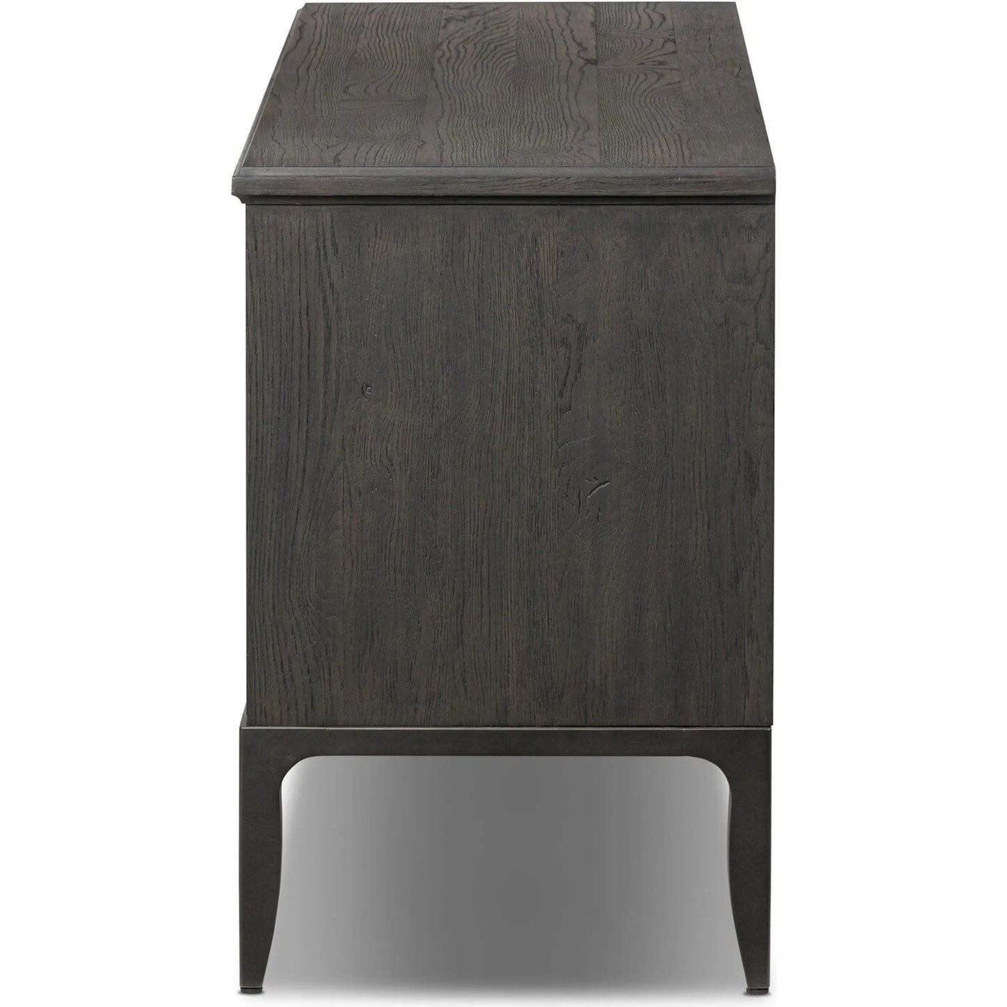 003 SI-2446495 | Additional Silo | Alden Media Console by Four Hands in worn black oak veneer, mottled gunmetal. Made from thick oak veneer, solid oak, iron in a traditional style.