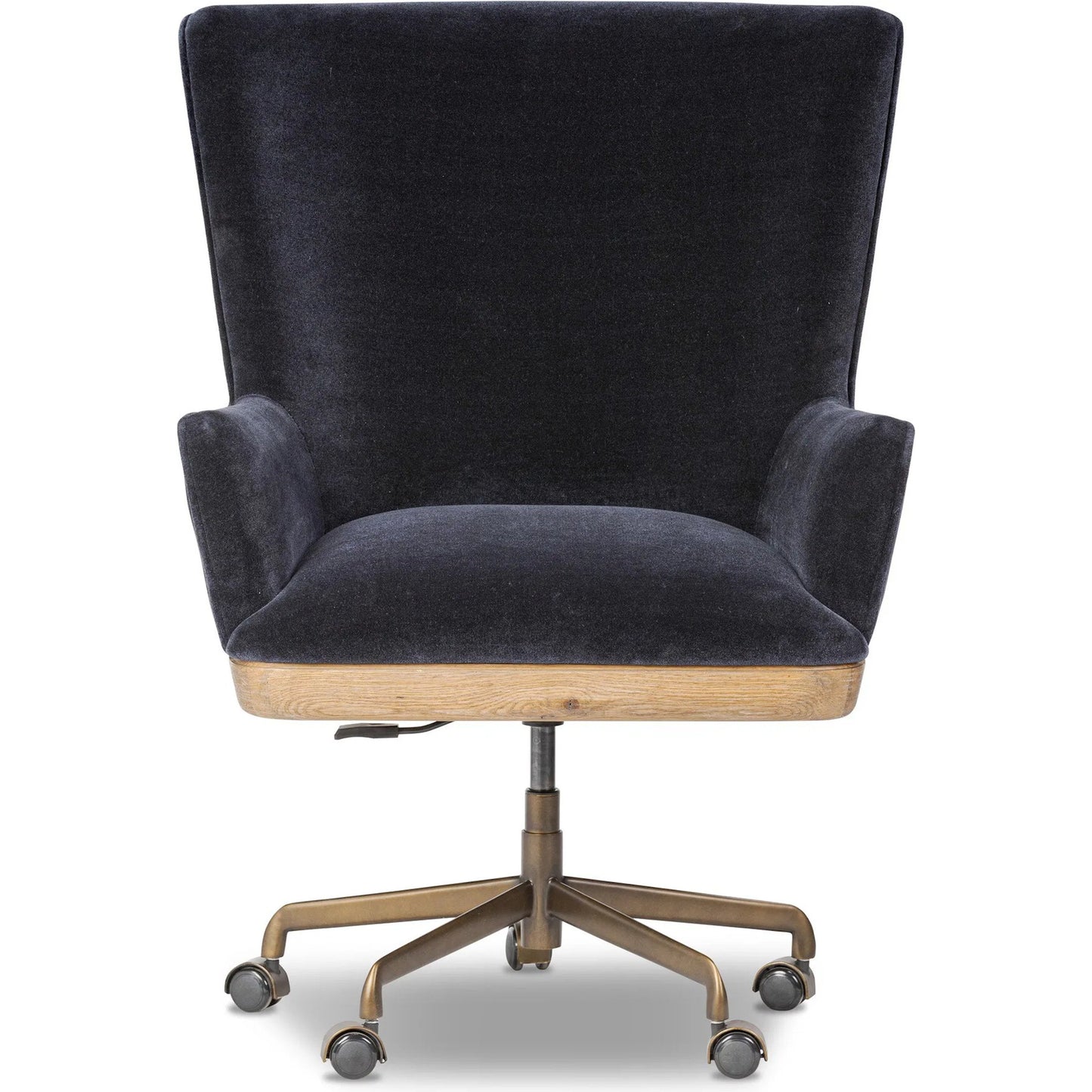 002 SI-2446525 | Additional Silo | Bernardo Desk Chair by Four Hands in monte navy, brushed brass, weathered oak. Made from 50% viscose, 50% wool, iron, solid oak in a modern style.
