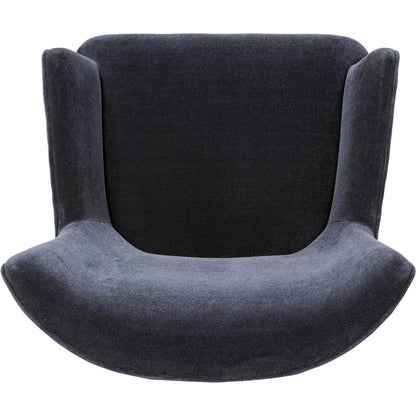 Bernardo Desk Chair by Four Hands in monte navy, brushed brass, weathered oak. Made from 50% viscose, 50% wool, iron, solid oak in a modern style.
