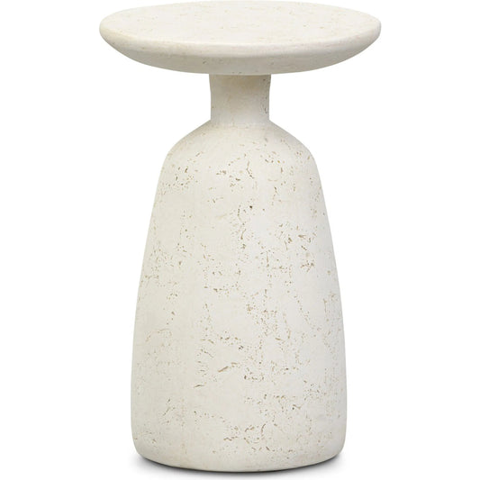 Ramara Outdoor Nesting End Table by Four Hands in aged white concrete. Made from solid concrete in a unique style.