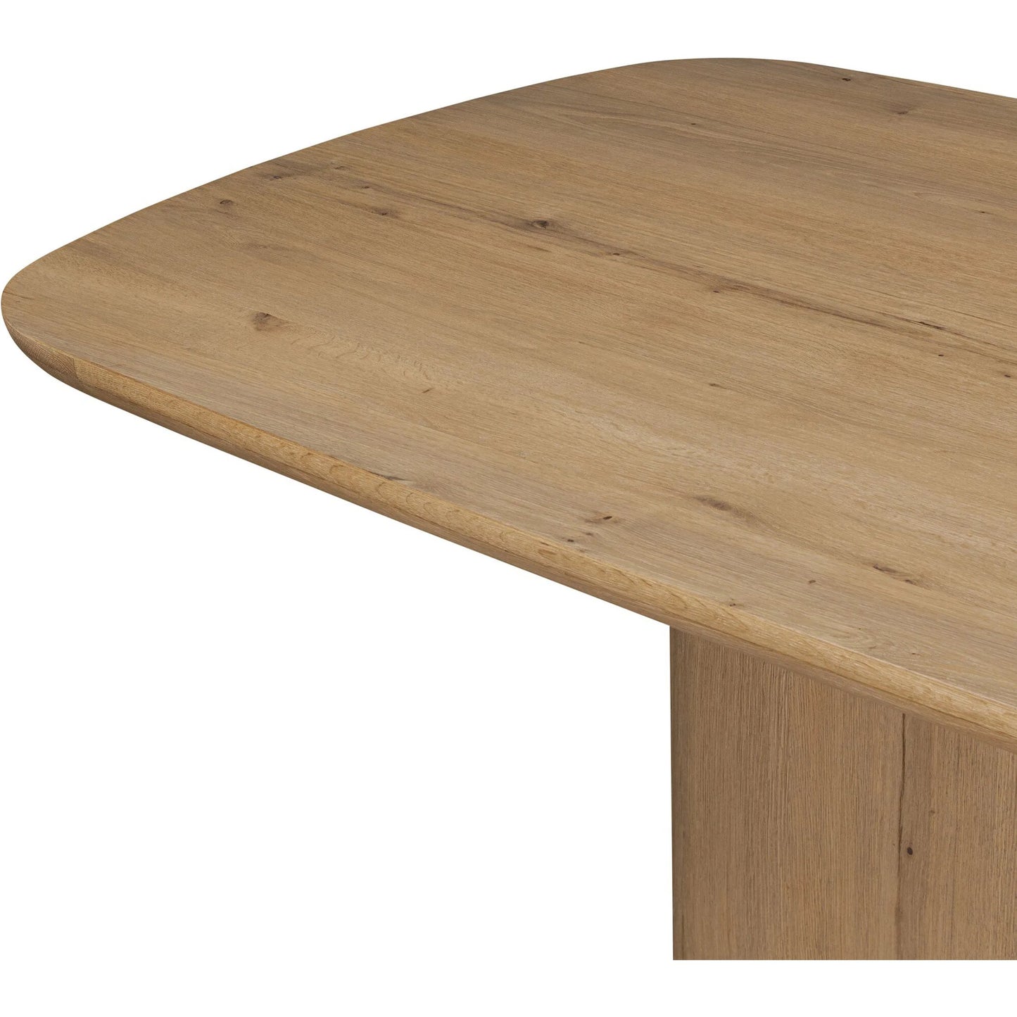 007 SI-2446521 | Closeup | Barto Dining Table by Four Hands in aged smoked oak veneer. Made from thick oak veneer, solid oak in a transitional style.