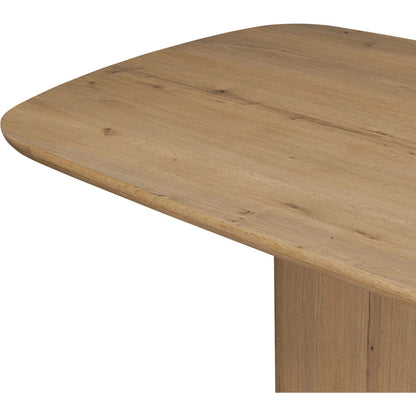 Barto Dining Table by Four Hands in aged smoked oak veneer. Made from thick oak veneer, solid oak in a transitional style.