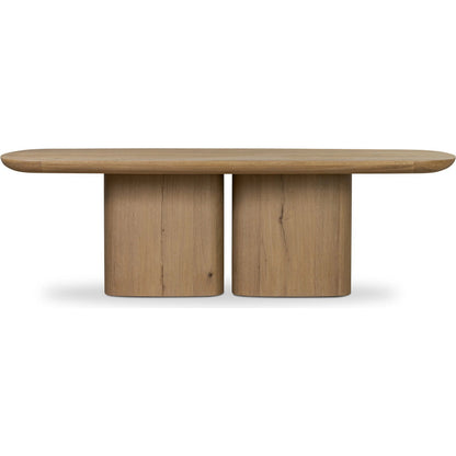 Barto Dining Table by Four Hands in aged smoked oak veneer. Made from thick oak veneer, solid oak in a transitional style.