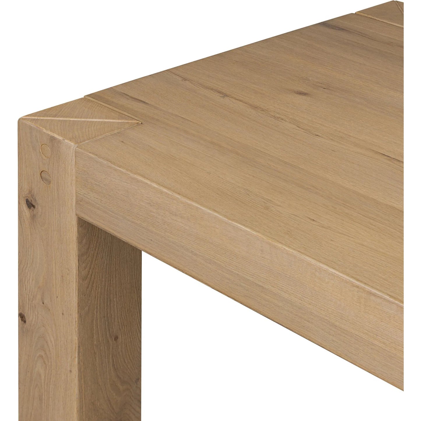 007 SI-2446545 | Closeup | Emmer Dining Table by Four Hands in aged smoked oak, aged smoked oak veneer. Made from solid oak, thick oak veneer in a transitional style.