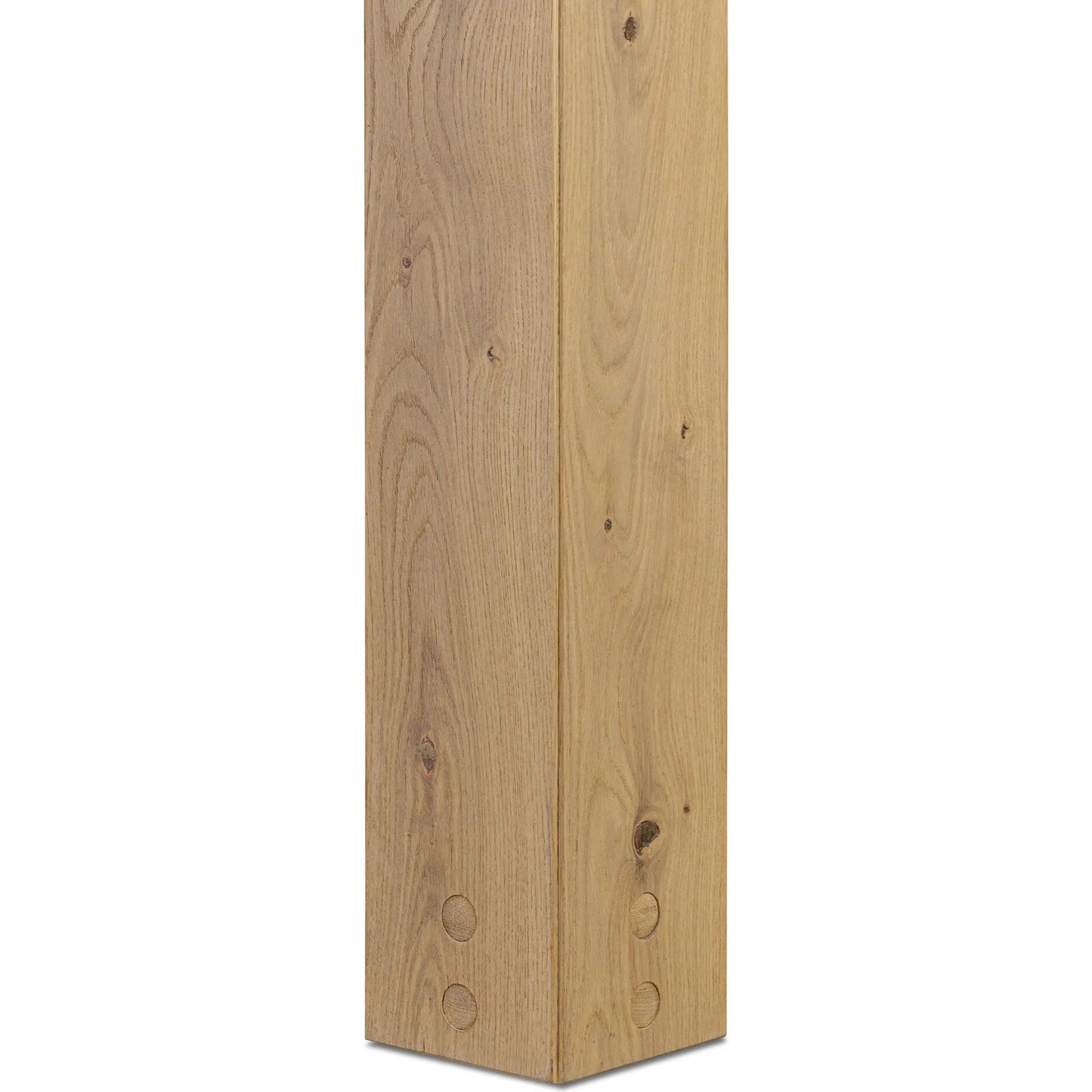 008 SI-2446545 | Closeup | Emmer Dining Table by Four Hands in aged smoked oak, aged smoked oak veneer. Made from solid oak, thick oak veneer in a transitional style.