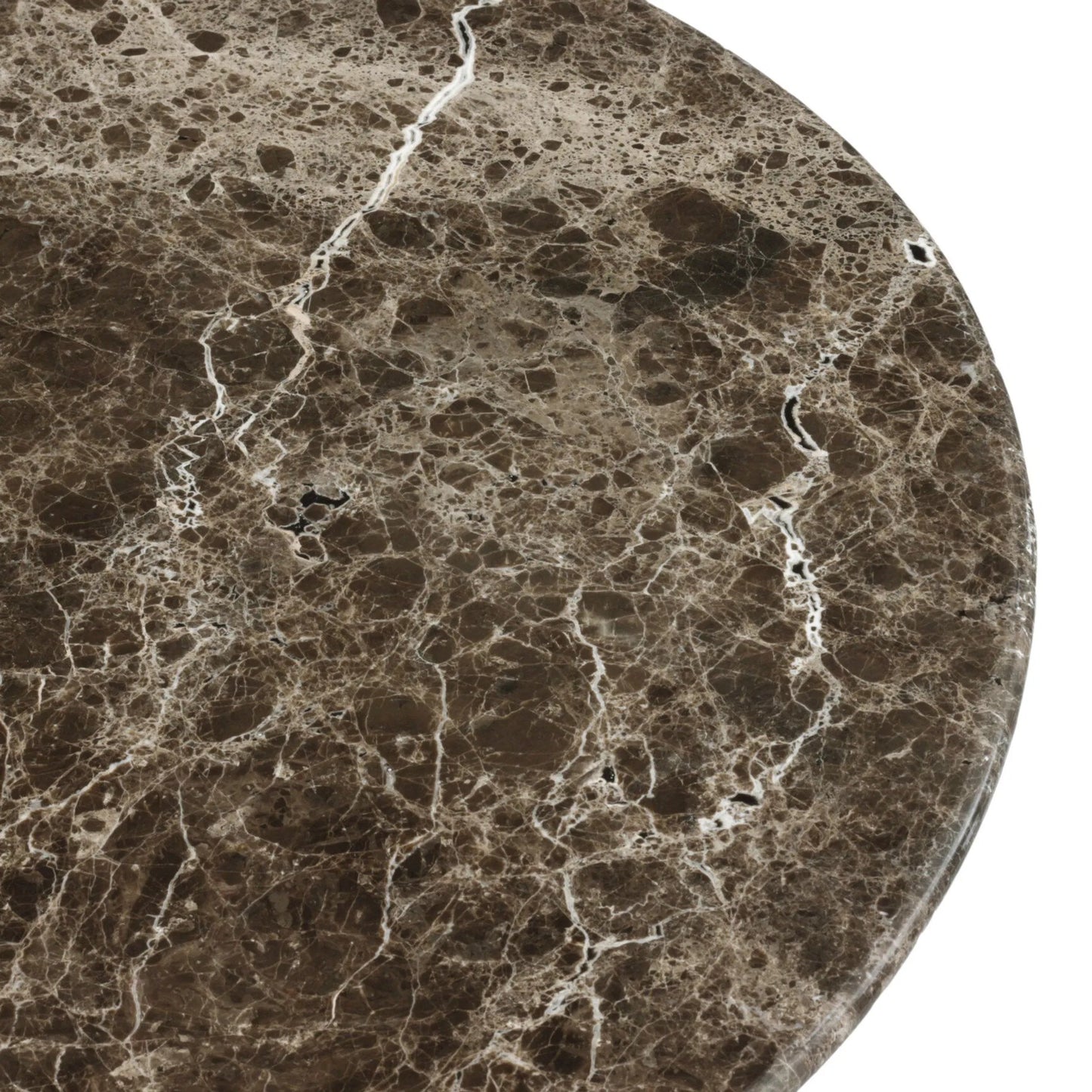 006 SI-2446630 | Closeup | Pavlo Bistro Table by Four Hands in brown marble, dark brown acacia. Made from solid marble, solid acacia in a modern style.