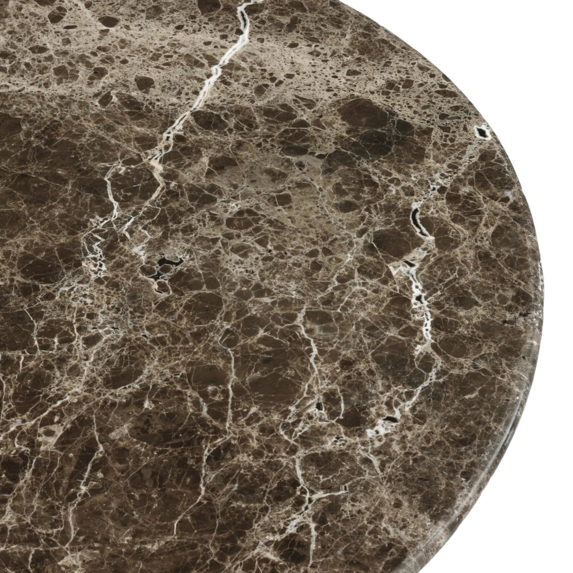 Pavlo Bistro Table by Four Hands in brown marble, dark brown acacia. Made from solid marble, solid acacia in a modern style.