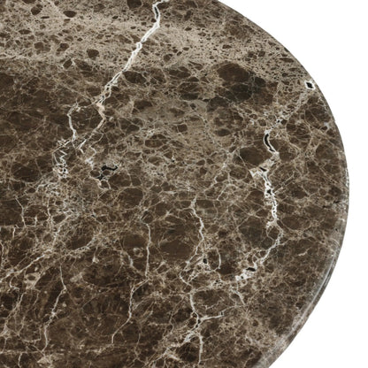 Pavlo Bistro Table by Four Hands in brown marble, dark brown acacia. Made from solid marble, solid acacia in a modern style.