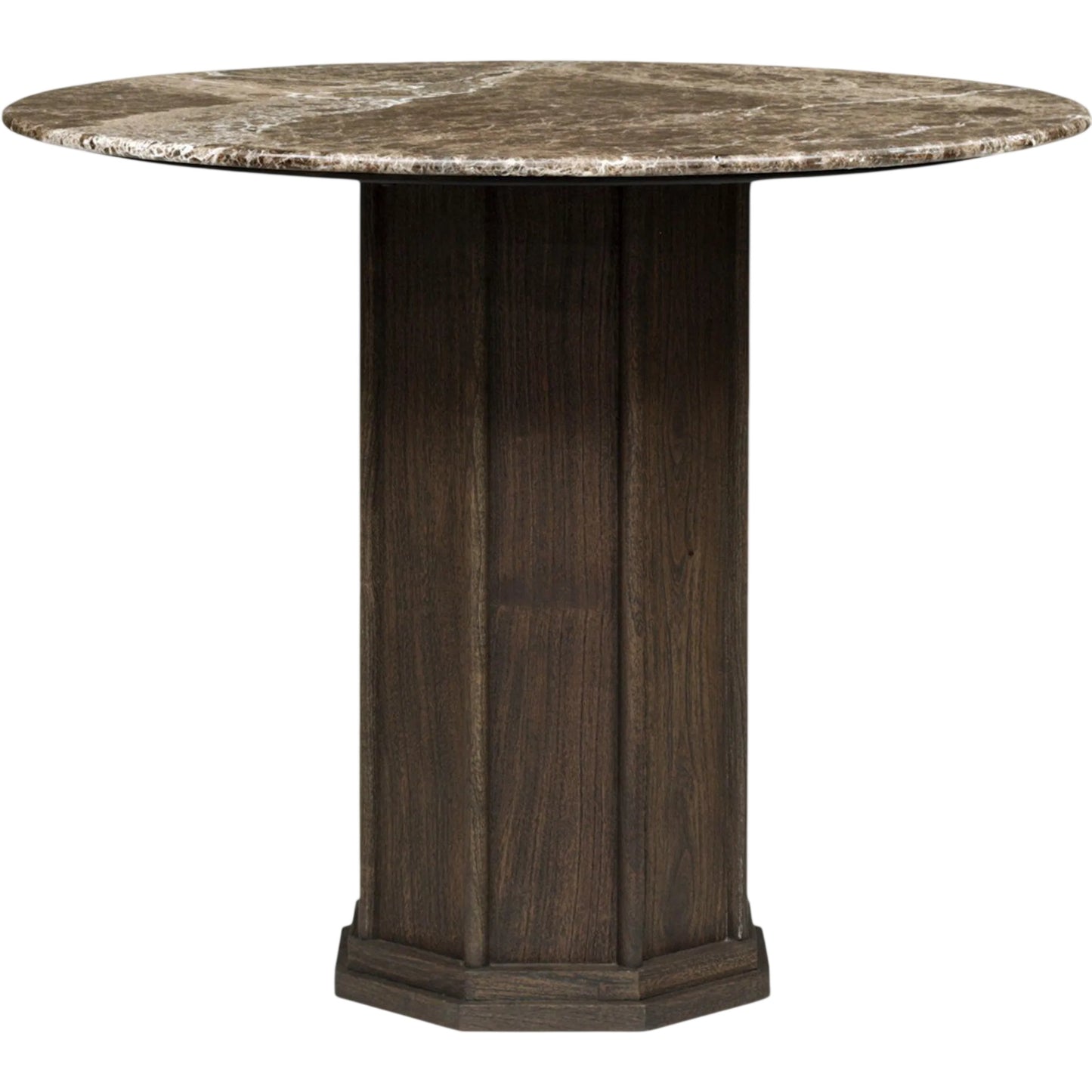 001 SI-2446630 | Primary Silo | Pavlo Bistro Table by Four Hands in brown marble, dark brown acacia. Made from solid marble, solid acacia in a modern style.