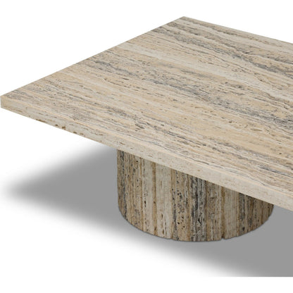Angelo Coffee Table by Four Hands in white travertine, white tessellated travertine. Made from solid travertine in a transitional style.