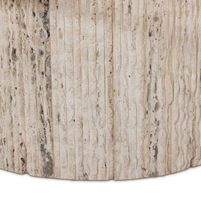 Angelo Coffee Table by Four Hands in white travertine, white tessellated travertine. Made from solid travertine in a transitional style.