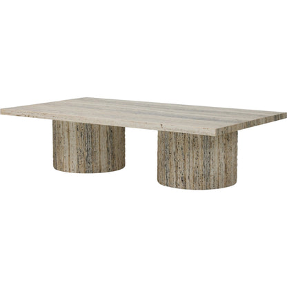 Angelo Coffee Table by Four Hands in white travertine, white tessellated travertine. Made from solid travertine in a transitional style.